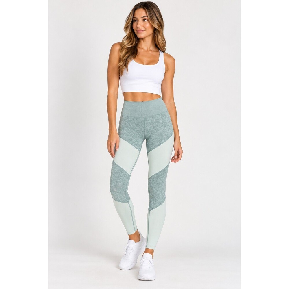 Alo Yoga Alosoft Sheila High Waist Colorblock Leggings Gray/Green Size S